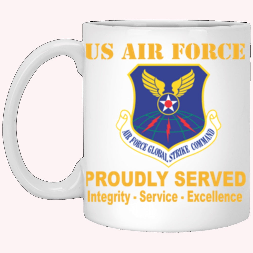Military Coffee Mugs, US Air Force Air Force Global Strike Command Proudly Served Core Values White Mug