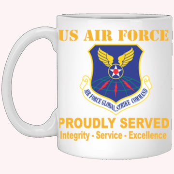 Military Coffee Mugs, US Air Force Air Force Global Strike Command Proudly Served Core Values White Mug