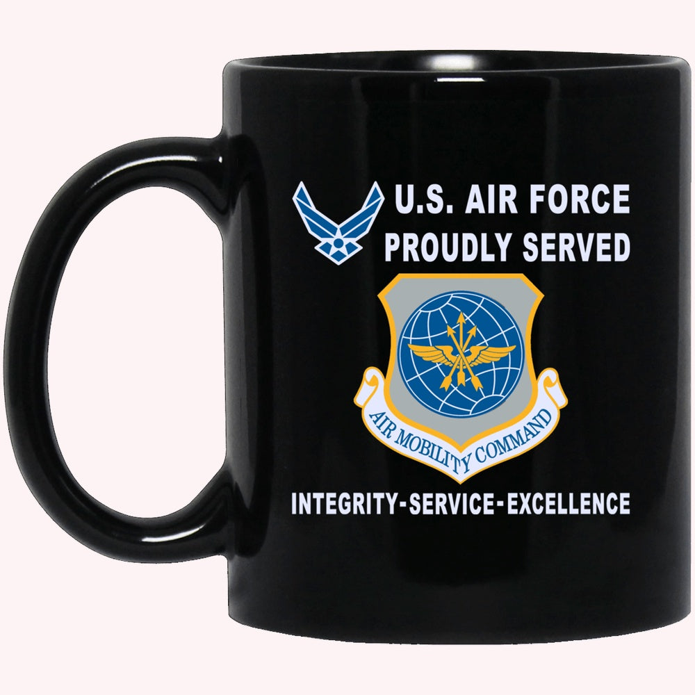 Military Coffee Mugs, US Air Force Air Mobility Command Proudly Served-D04 Black Mug