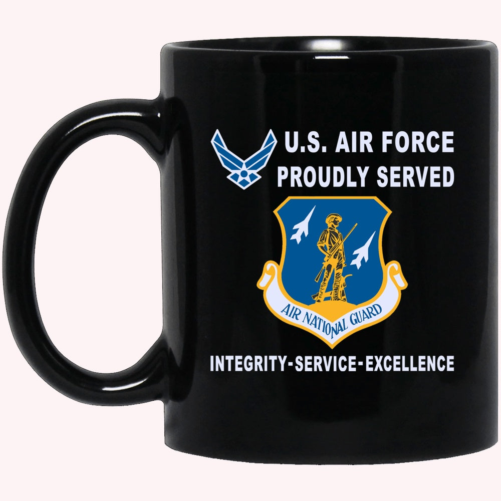 Military Coffee Mugs, US Air Force Air National Guard Proudly Served-D04 Black Mug