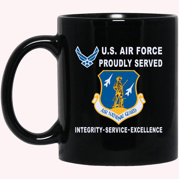 Military Coffee Mugs, US Air Force Air National Guard Proudly Served-D04 Black Mug
