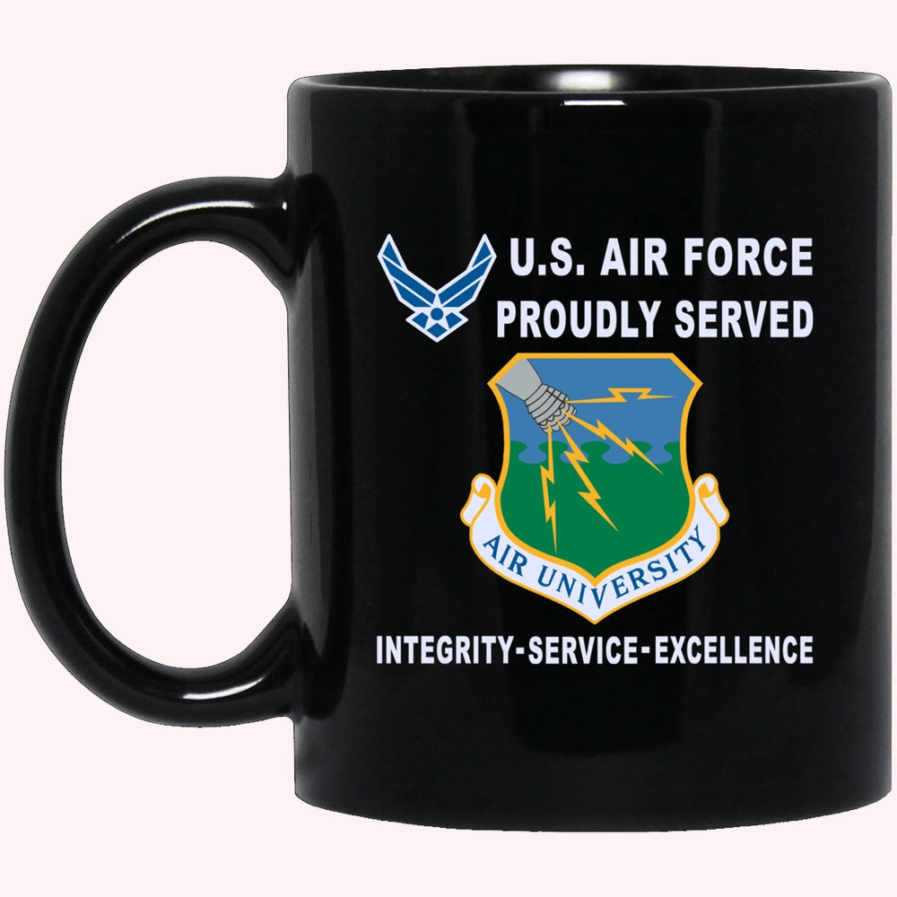 Military Coffee Mugs, US Air Force Air University Proudly Served-D04 Black Mug