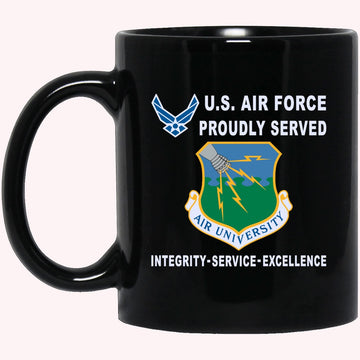 Military Coffee Mugs, US Air Force Air University Proudly Served-D04 Black Mug