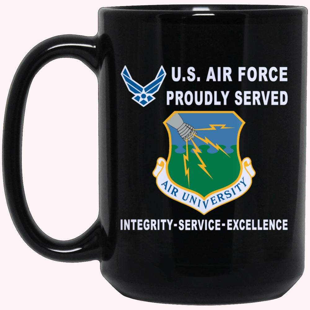 Military Coffee Mugs, US Air Force Air University Proudly Served-D04 Black Mug