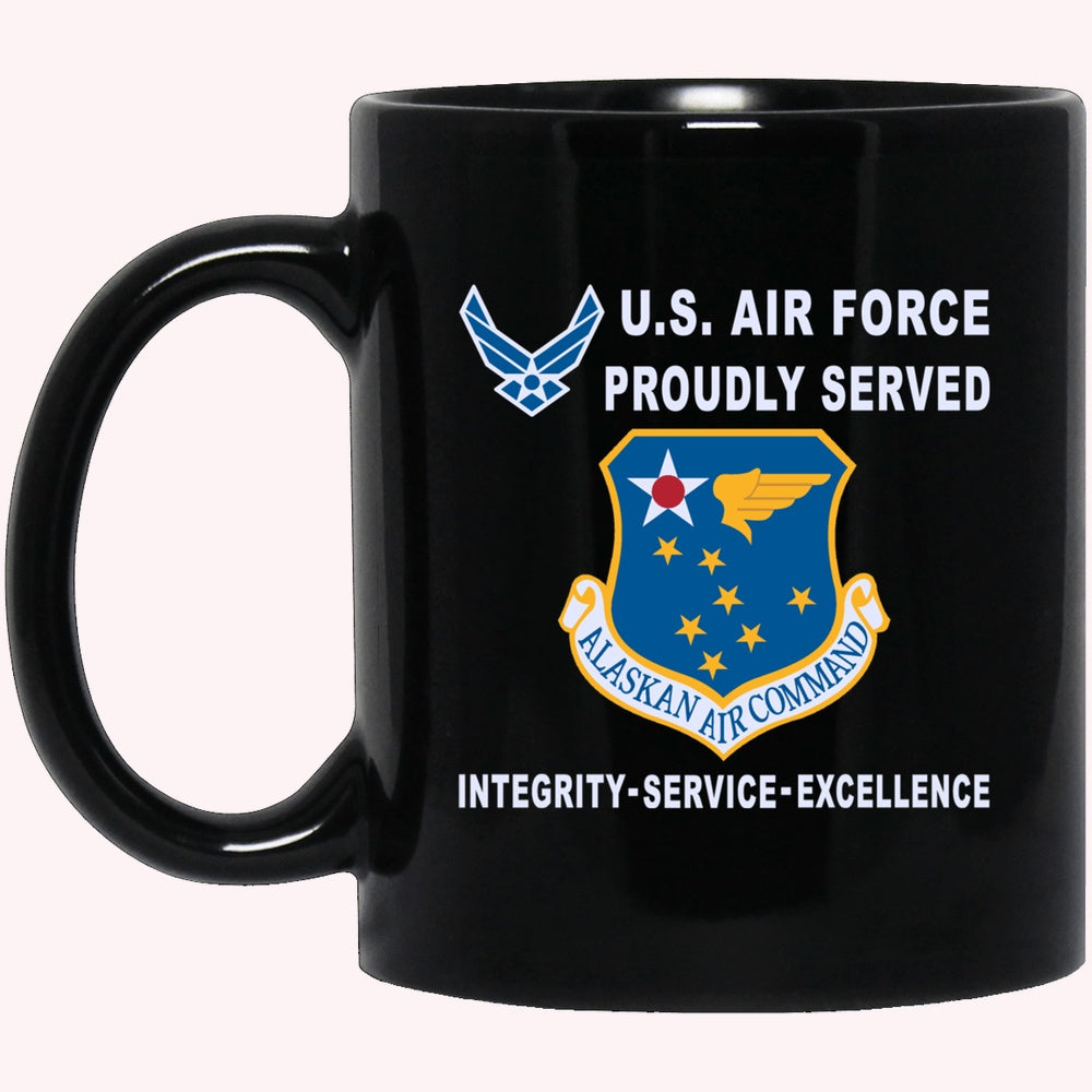 Military Coffee Mugs, US Air Force Alaskan Air Command Proudly Served-D04 Black Mug