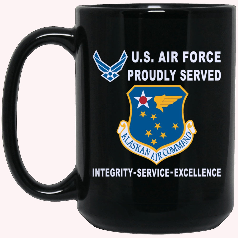 Military Coffee Mugs, US Air Force Alaskan Air Command Proudly Served-D04 Black Mug