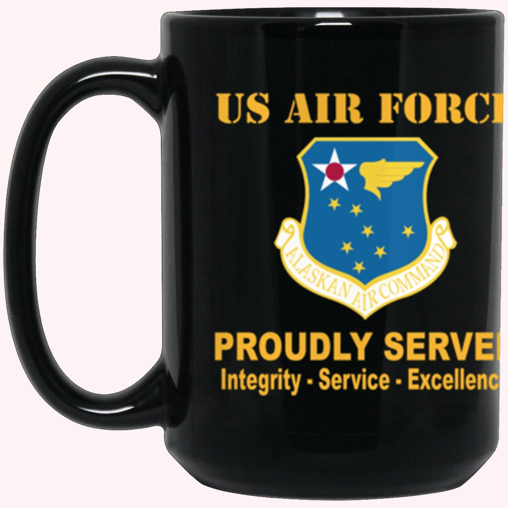Military Coffee Mugs, US Air Force Alaskan Air Command Proudly Served Core Values Black Mug