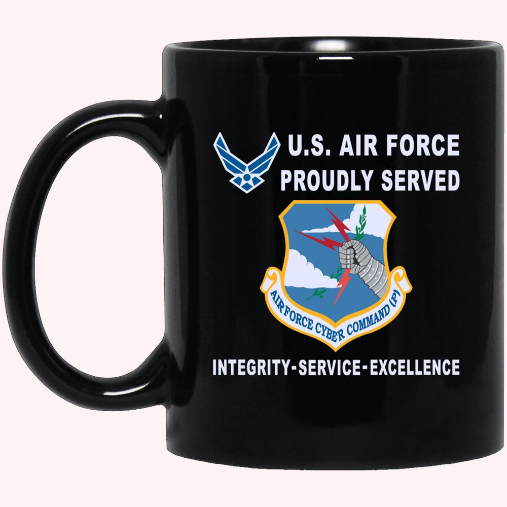 Military Coffee Mugs, US Air Force Cyber Command Proudly Served-D04 Black Mug