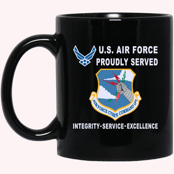 Military Coffee Mugs, US Air Force Cyber Command Proudly Served-D04 Black Mug