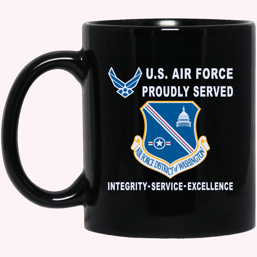 Military Coffee Mugs, US Air Force District of Washington Proudly Served-D04 Black Mug
