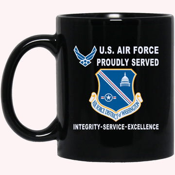 Military Coffee Mugs, US Air Force District of Washington Proudly Served-D04 Black Mug