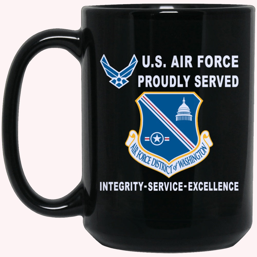 Military Coffee Mugs, US Air Force District of Washington Proudly Served-D04 Black Mug