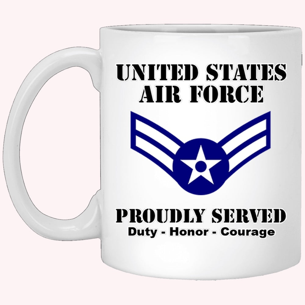 Military Coffee Mugs, US Air Force E-3 Airman First Class A1C E3 Ranks Enlisted Airman Ranks White Coffee Mug