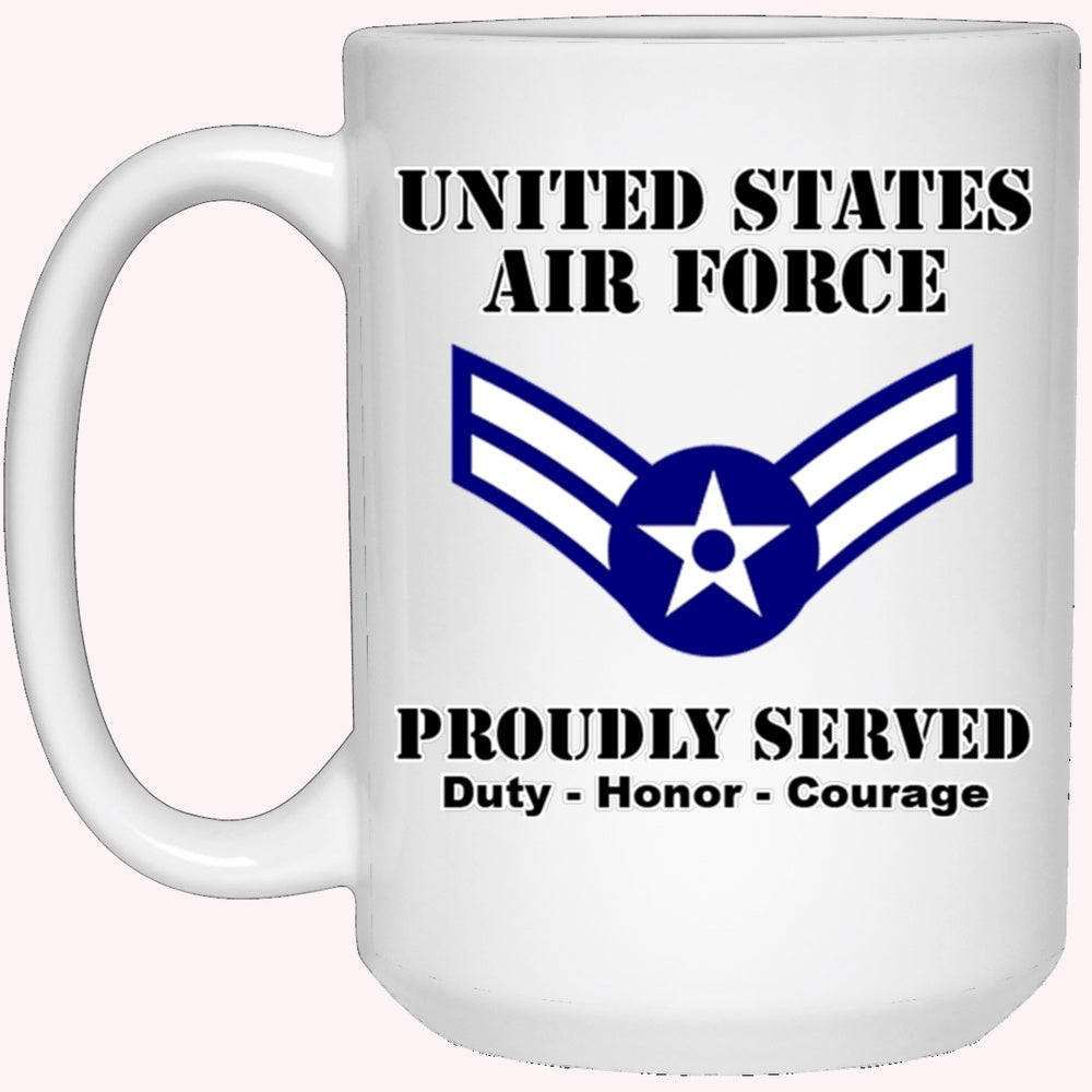 Military Coffee Mugs, US Air Force E-3 Airman First Class A1C E3 Ranks Enlisted Airman Ranks White Coffee Mug