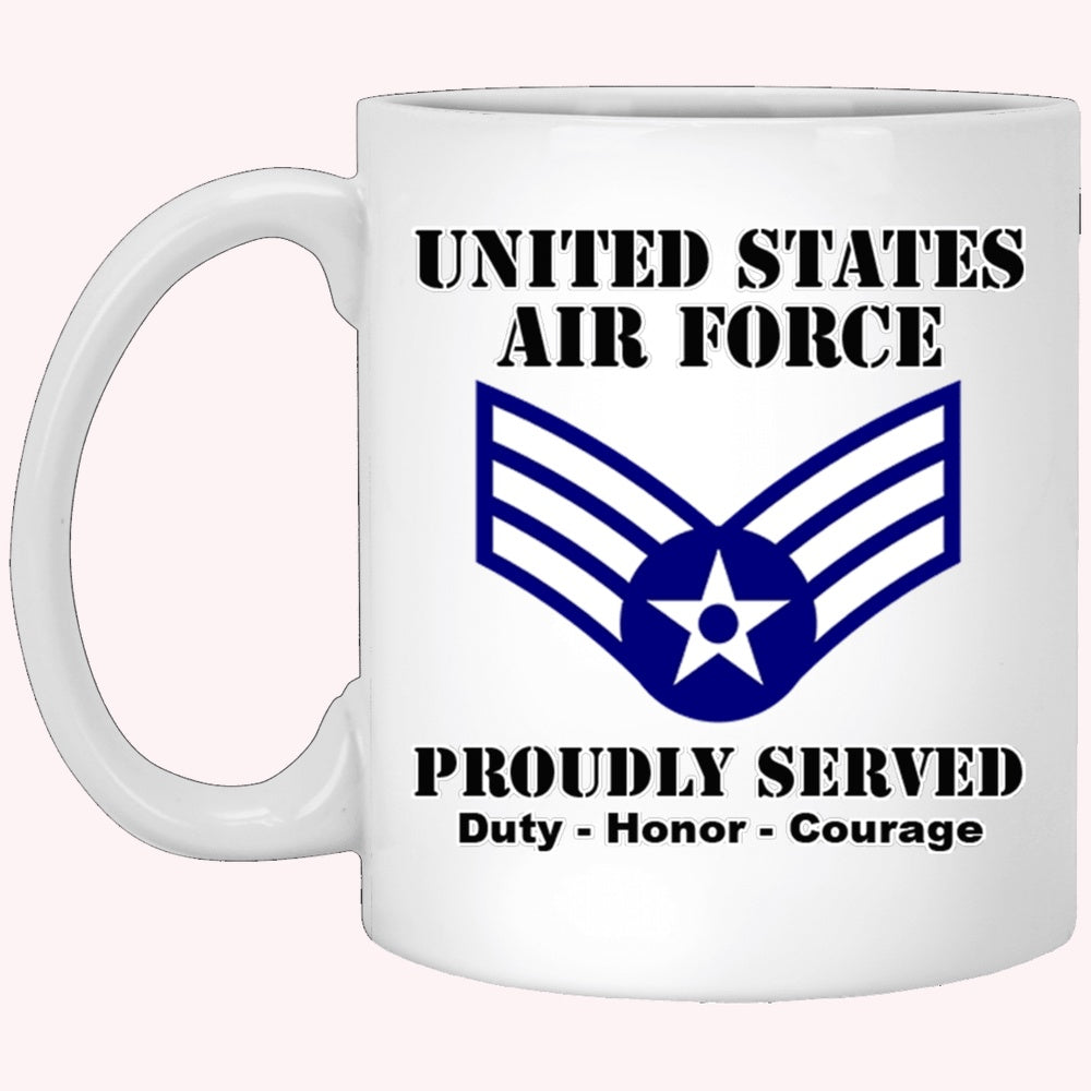 Military Coffee Mugs, US Air Force E-4 Senior Airman SrA E4 Enlisted Airman Ranks White Coffee Mug
