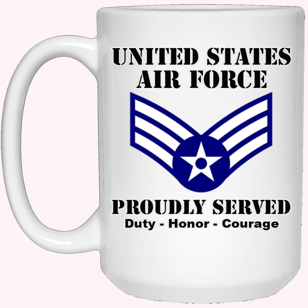 Military Coffee Mugs, US Air Force E-4 Senior Airman SrA E4 Enlisted Airman Ranks White Coffee Mug