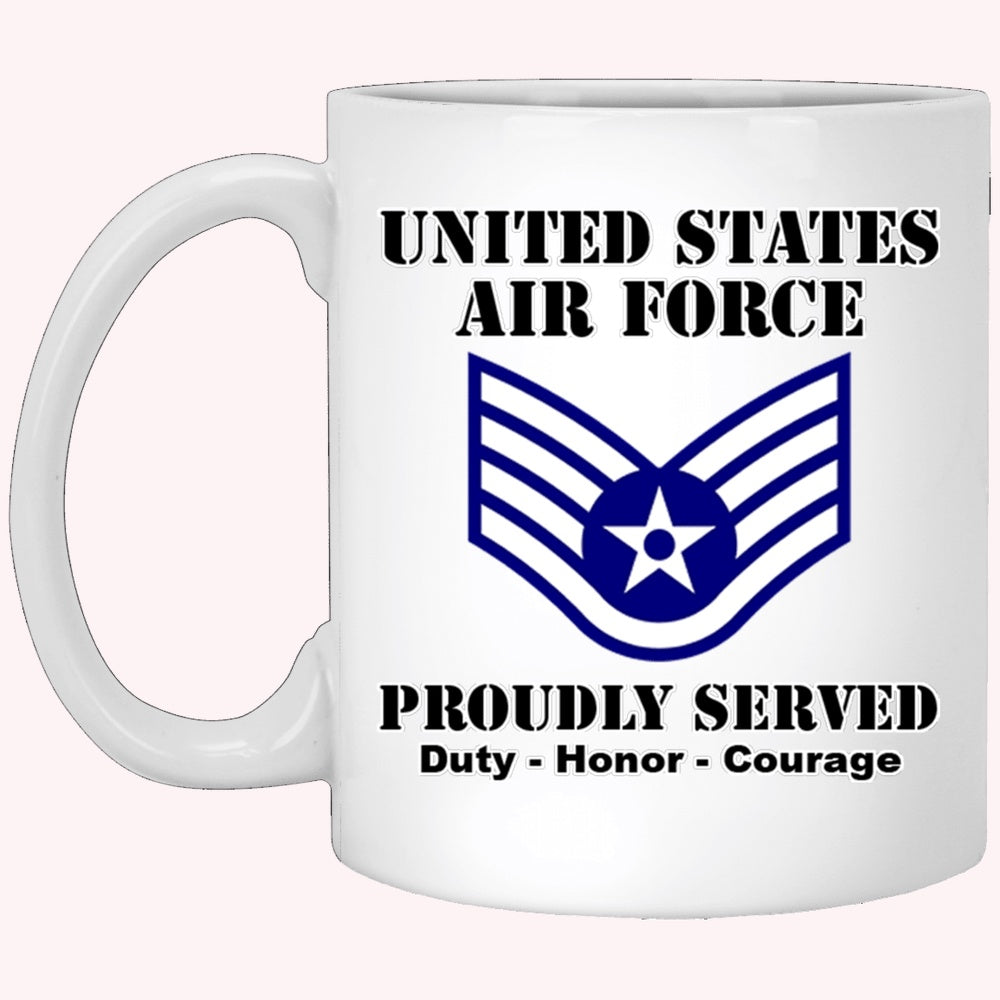 Military Coffee Mugs, US Air Force E-5 Staff Sergeant SSgt E5 Noncommissioned Officer Ranks White Coffee Mug