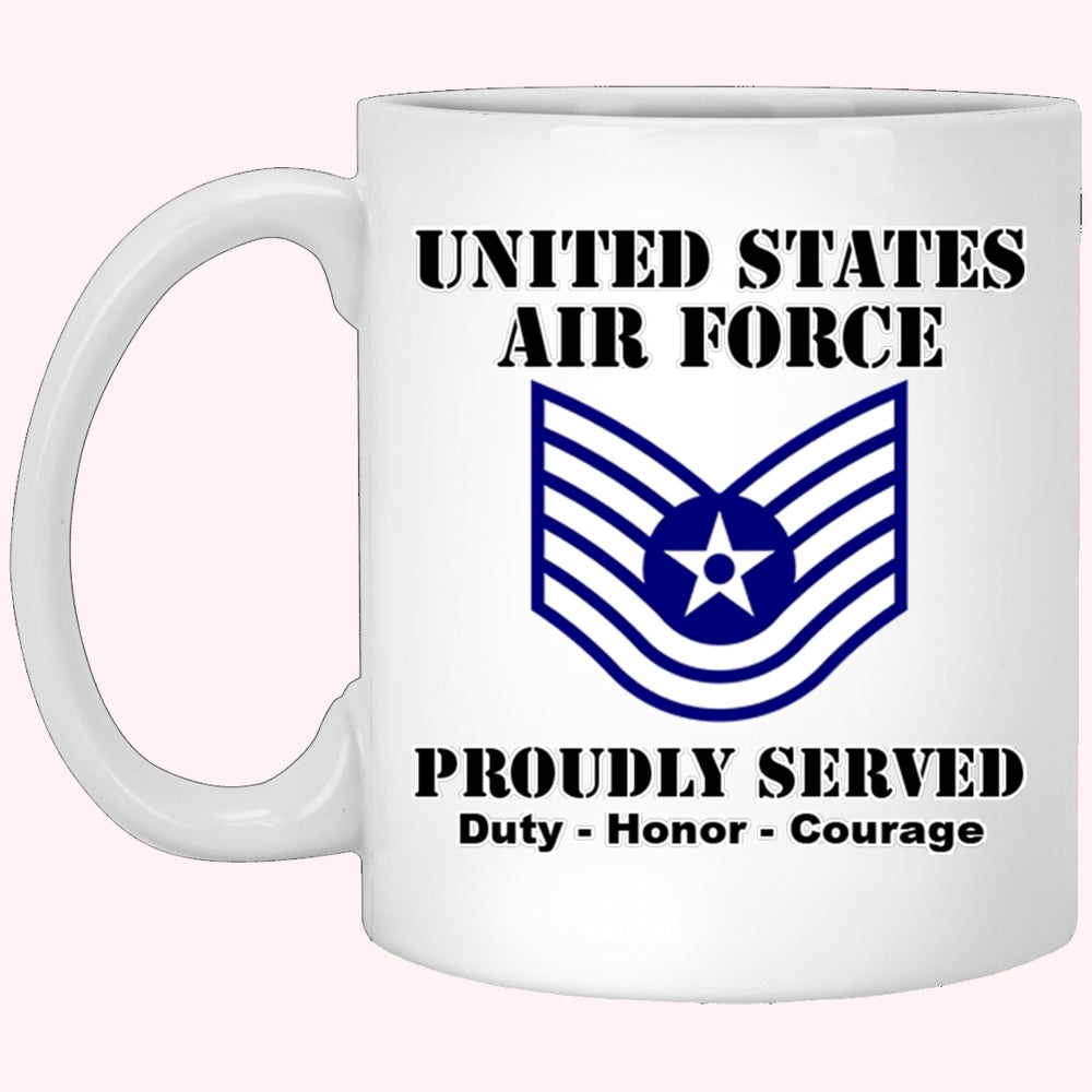 Military Coffee Mugs, US Air Force E-6 Technical Sergeant TSgt E6 Noncommissioned Officer Ranks White Coffee Mug