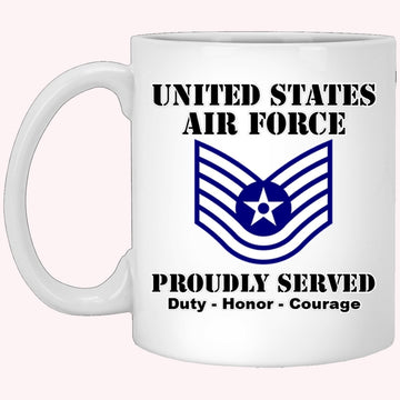 Military Coffee Mugs, US Air Force E-6 Technical Sergeant TSgt E6 Noncommissioned Officer Ranks White Coffee Mug