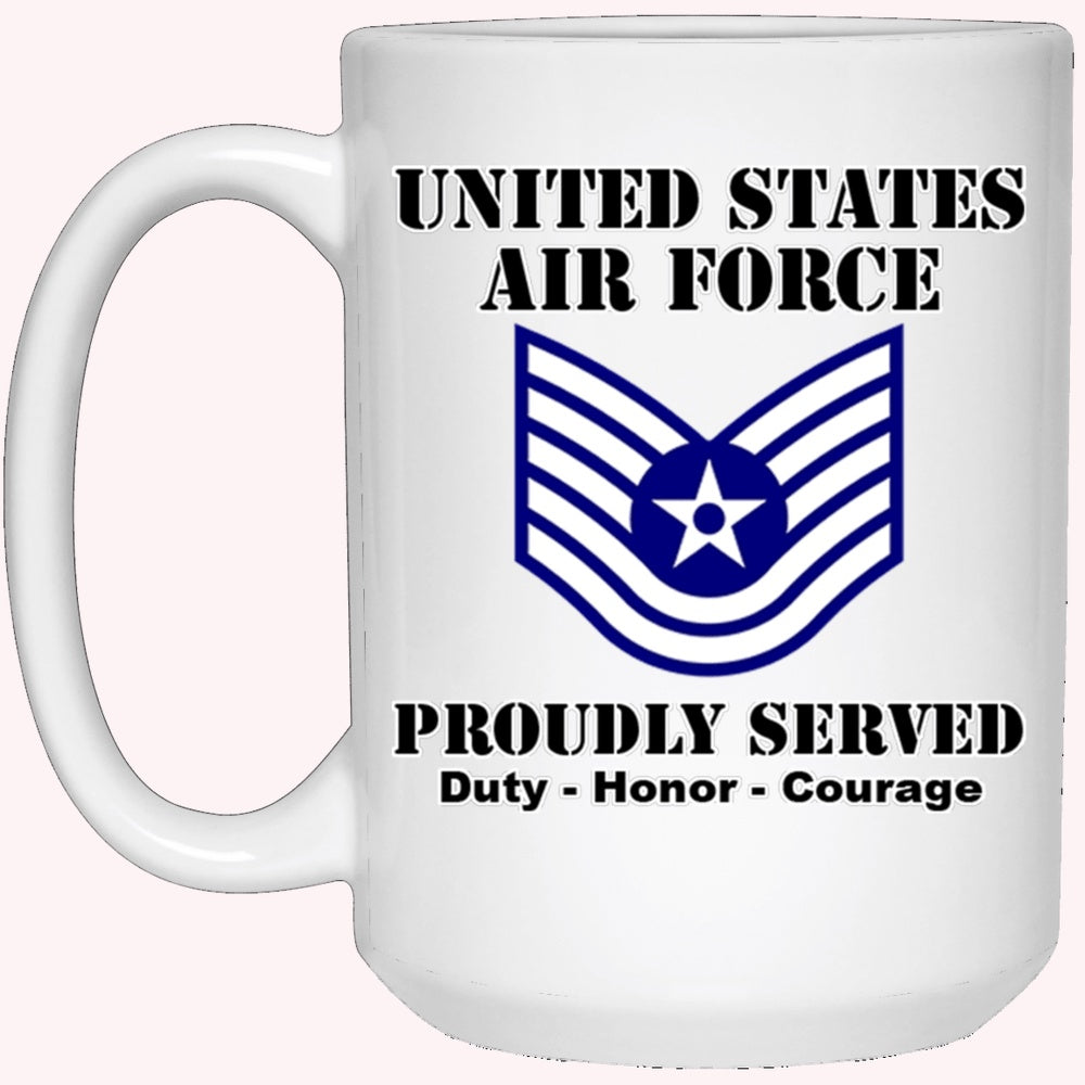 Military Coffee Mugs, US Air Force E-6 Technical Sergeant TSgt E6 Noncommissioned Officer Ranks White Coffee Mug