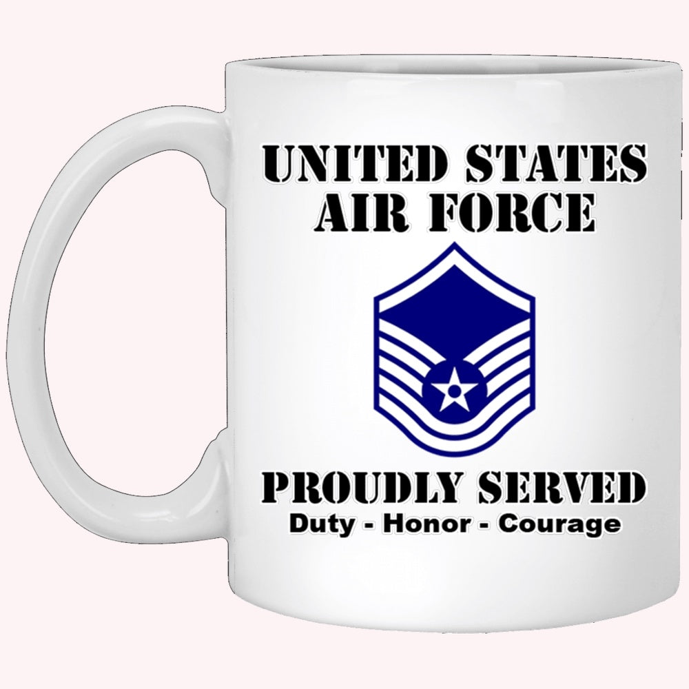 Military Coffee Mugs, US Air Force E-7 Master Sergeant MSgt E7 Noncommissioned Officer Ranks White Coffee Mug