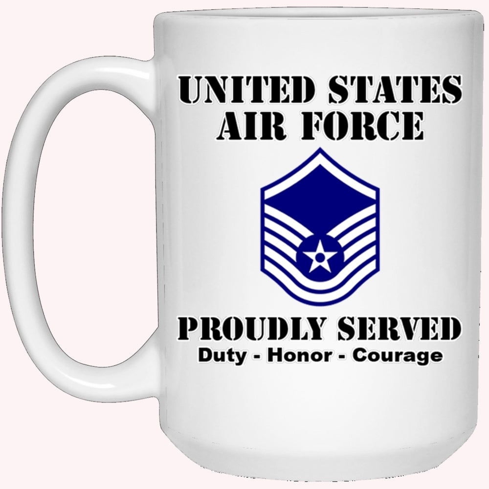 Military Coffee Mugs, US Air Force E-7 Master Sergeant MSgt E7 Noncommissioned Officer Ranks White Coffee Mug