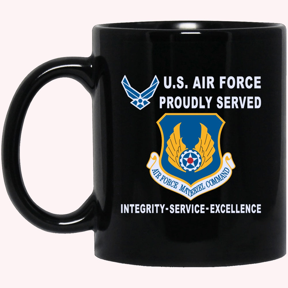Military Coffee Mugs, US Air Force Materiel Command Proudly Served-D04 Black Mug