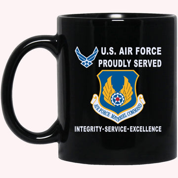 Military Coffee Mugs, US Air Force Materiel Command Proudly Served-D04 Black Mug