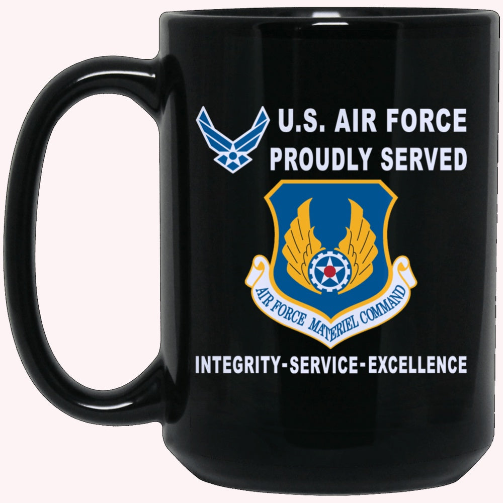 Military Coffee Mugs, US Air Force Materiel Command Proudly Served-D04 Black Mug