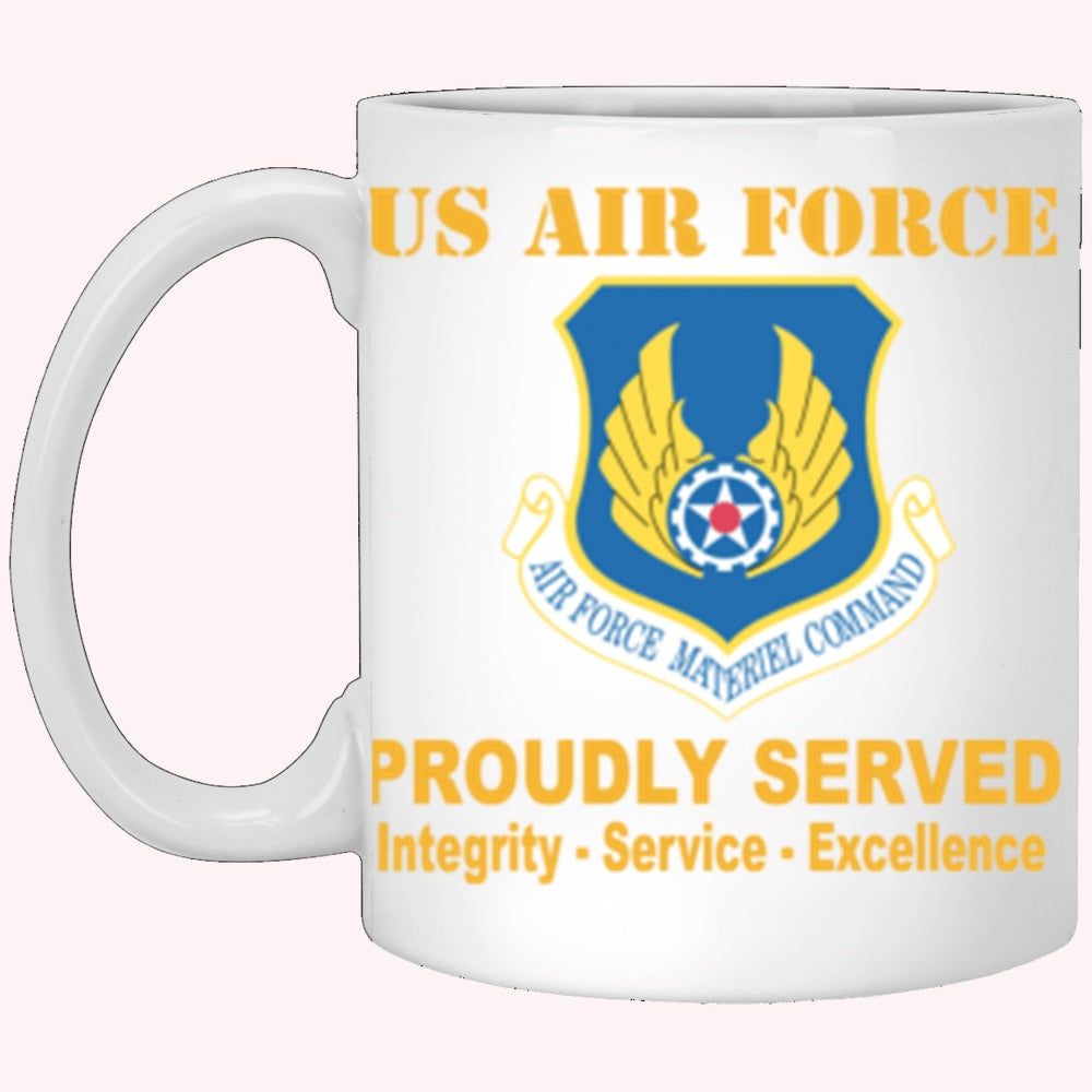 Military Coffee Mugs, US Air Force Materiel Command Proudly Served Core Values White Mug