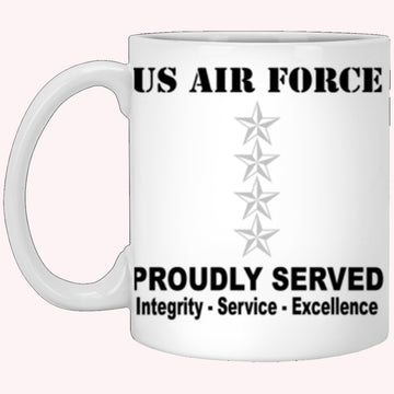 Military Coffee Mugs, US Air Force O-10 General Gen O10 General Officer Ranks Proudly Served Core Values White Mug