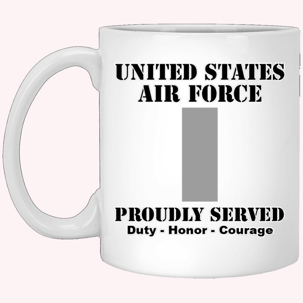 Military Coffee Mugs, US Air Force O-2 First Lieutenant 1st L O2 Commissioned Officer Ranks White Coffee Mug