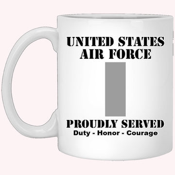Military Coffee Mugs, US Air Force O-2 First Lieutenant 1st L O2 Commissioned Officer Ranks White Coffee Mug