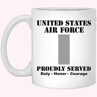 Military Coffee Mugs, US Air Force O-2 First Lieutenant 1st L O2 Commissioned Officer Ranks White Coffee Mug