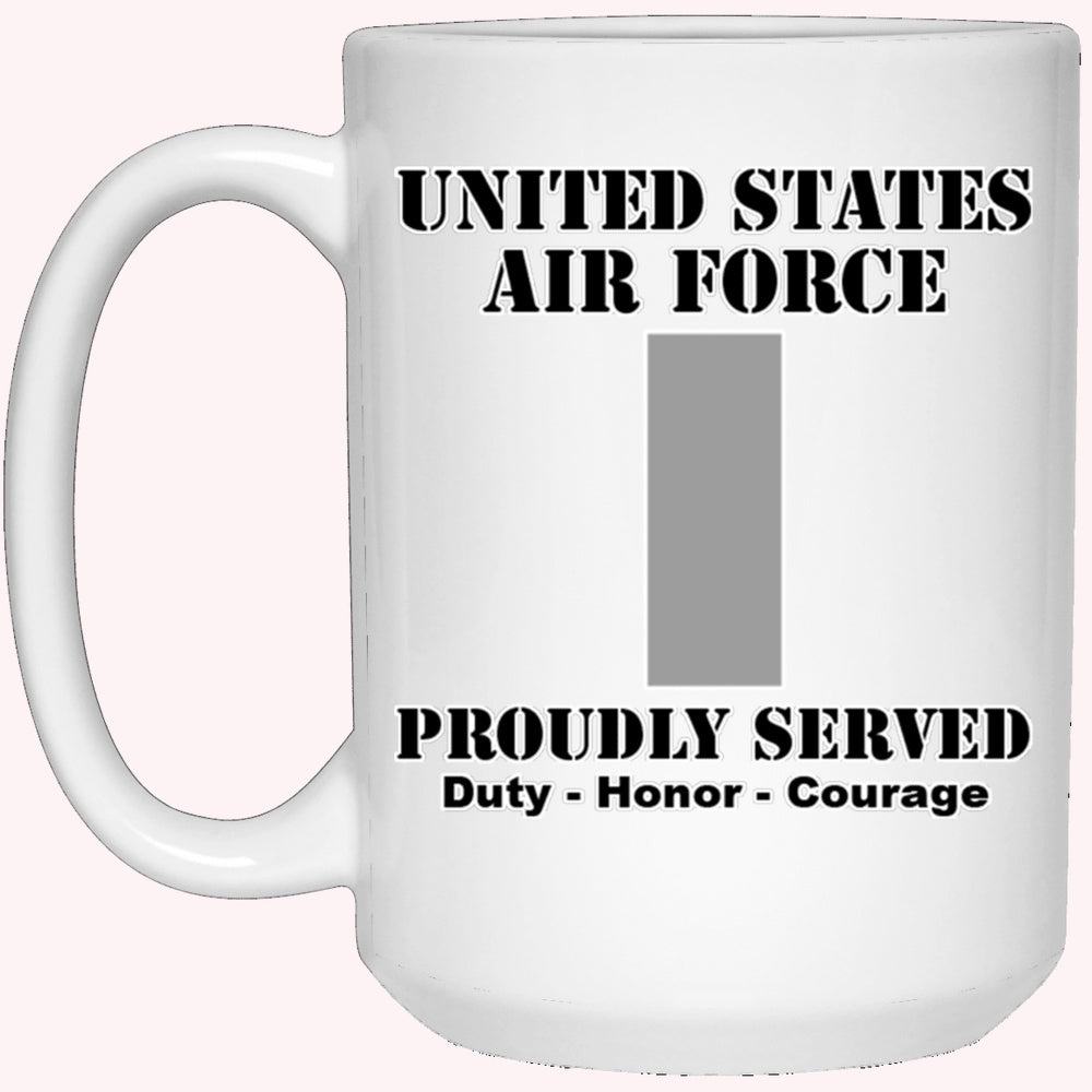 Military Coffee Mugs, US Air Force O-2 First Lieutenant 1st L O2 Commissioned Officer Ranks White Coffee Mug