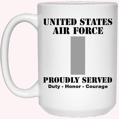 Military Coffee Mugs, US Air Force O-2 First Lieutenant 1st L O2 Commissioned Officer Ranks White Coffee Mug