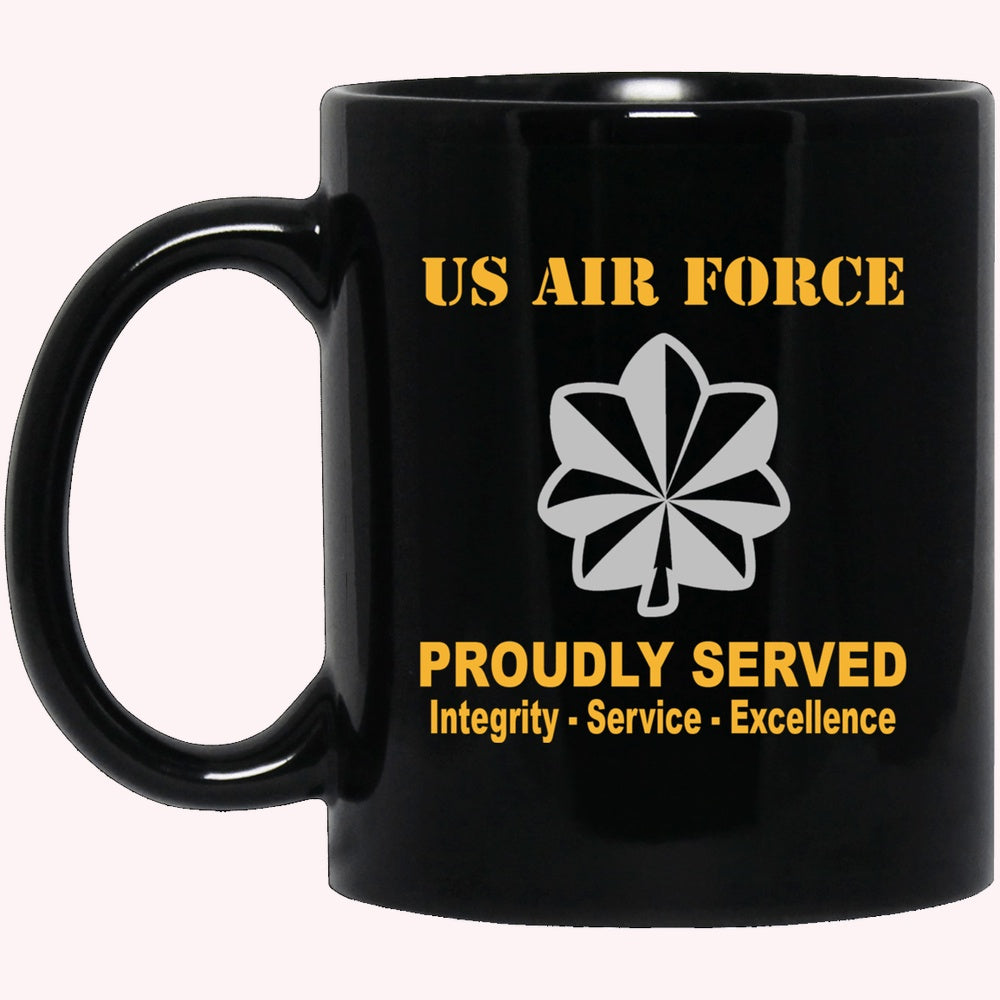 Military Coffee Mugs, US Air Force O-5 Lieutenant Colonel Lt Co O5 Field Officer Ranks Proudly Served Black Mug