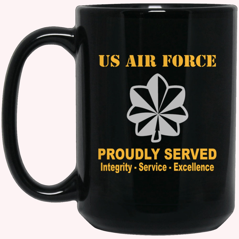 Military Coffee Mugs, US Air Force O-5 Lieutenant Colonel Lt Co O5 Field Officer Ranks Proudly Served Black Mug