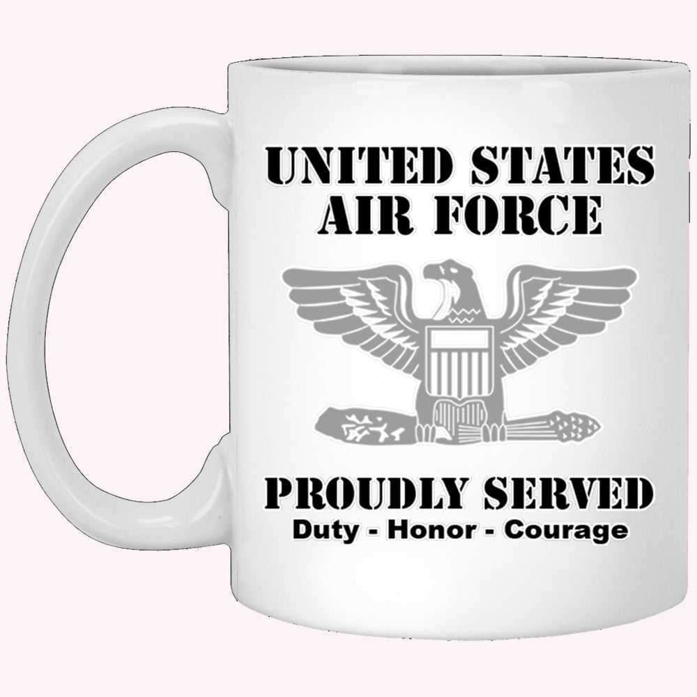 Military Coffee Mugs, US Air Force O-6 Colonel Col O6 Field Officer Ranks White Coffee Mug