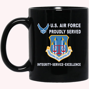 Military Coffee Mugs, US Air Force Operational Test and Evaluation Center Proudly Served-D04 Black Mug