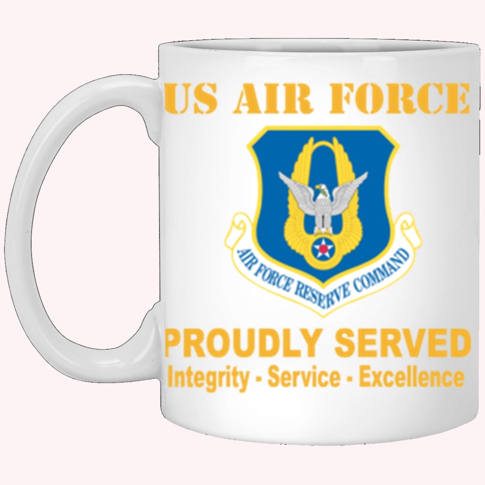 Military Coffee Mugs, US Air Force Reserve Command Proudly Served Core Values White Mug
