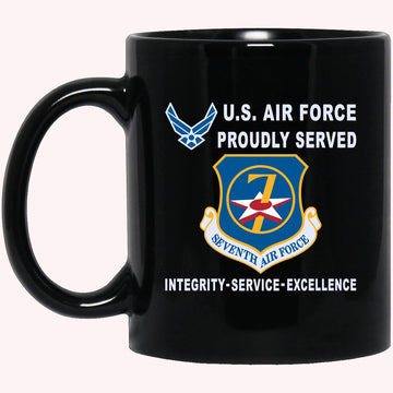 Military Coffee Mugs, US Air Force Seventh Air Force Proudly Served-D04 Black Mug