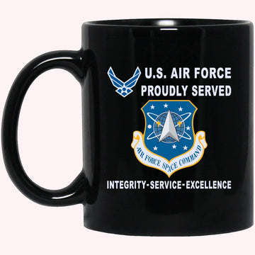 Military Coffee Mugs, US Air Force Space Command Proudly Served-D04 Black Mug