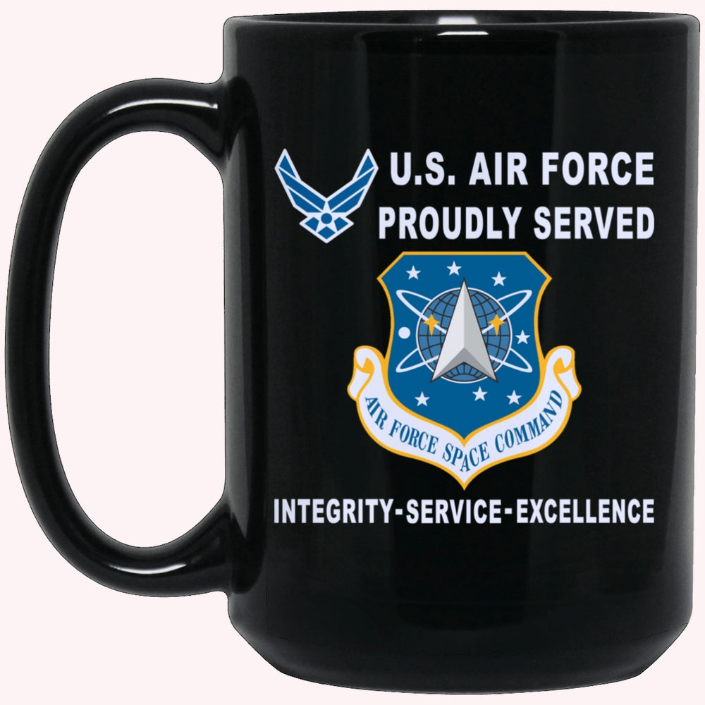 Military Coffee Mugs, US Air Force Space Command Proudly Served-D04 Black Mug