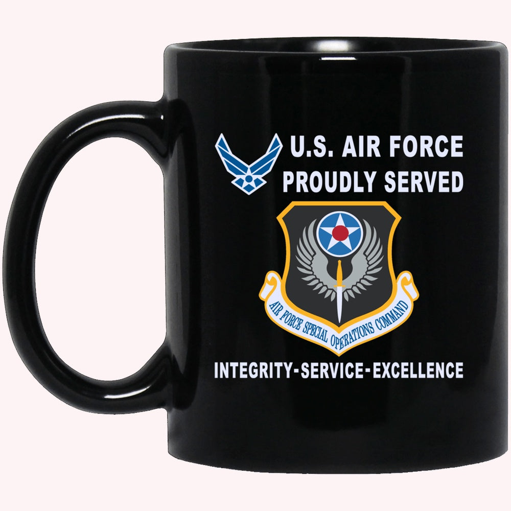 Military Coffee Mugs, US Air Force Special Operations Command Proudly Served-D04 Black Mug