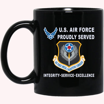 Military Coffee Mugs, US Air Force Special Operations Command Proudly Served-D04 Black Mug