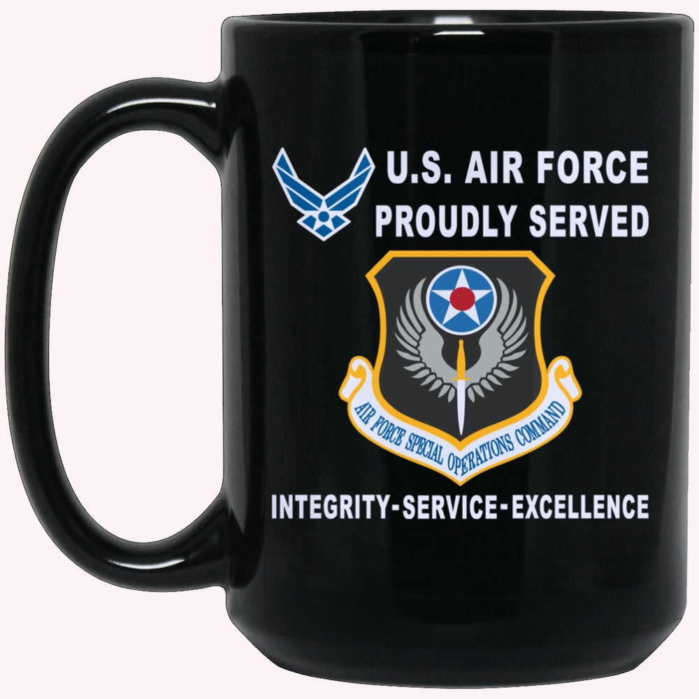 Military Coffee Mugs, US Air Force Special Operations Command Proudly Served-D04 Black Mug
