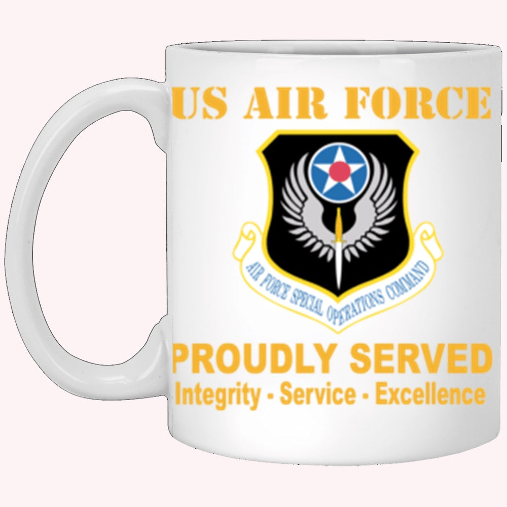 Military Coffee Mugs, US Air Force Special Operations Command Proudly Served Core Values White Mug