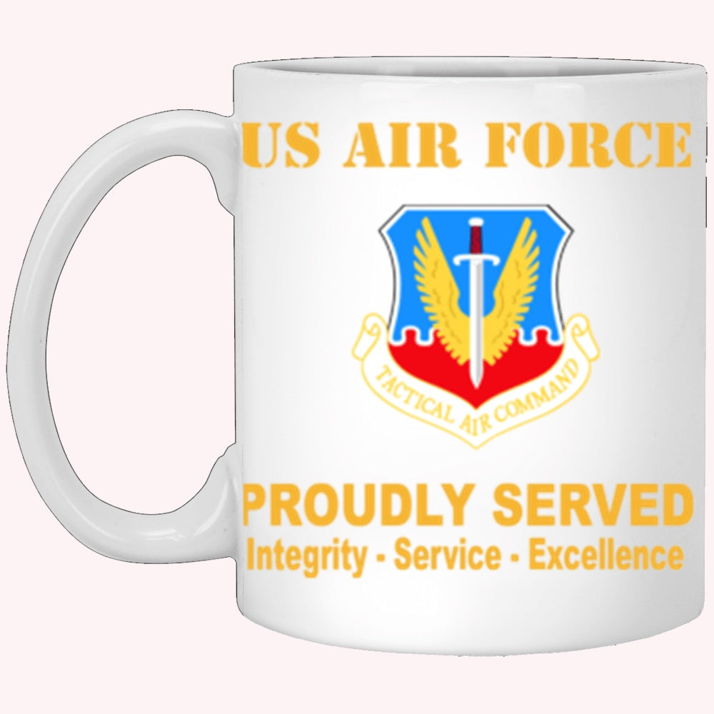 Military Coffee Mugs, US Air Force Tactical Air Command Proudly Served Core Values White Mug