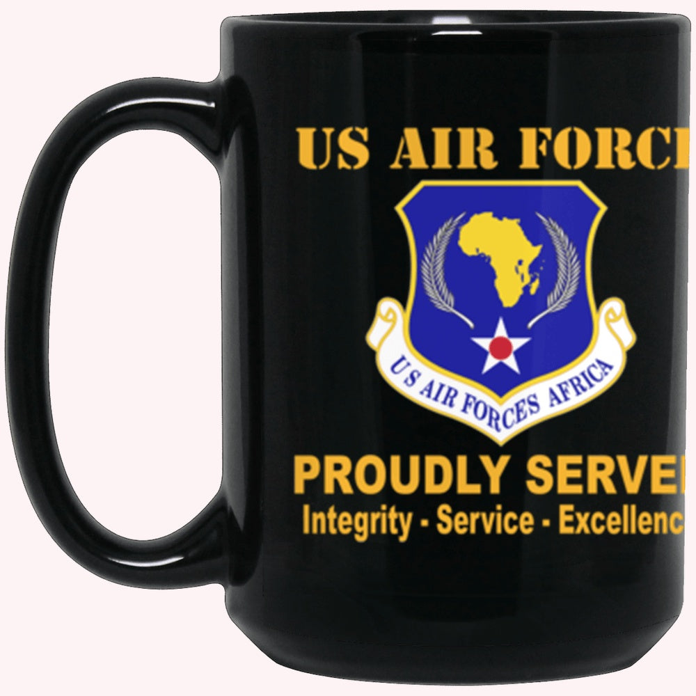 Military Coffee Mugs, United States Air Forces Africa Proudly Served Core Values Black Mug